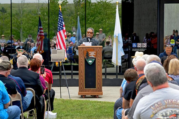 Flight 93 Memorial Photo from seated Guest, Radolph Cabral at Podium.