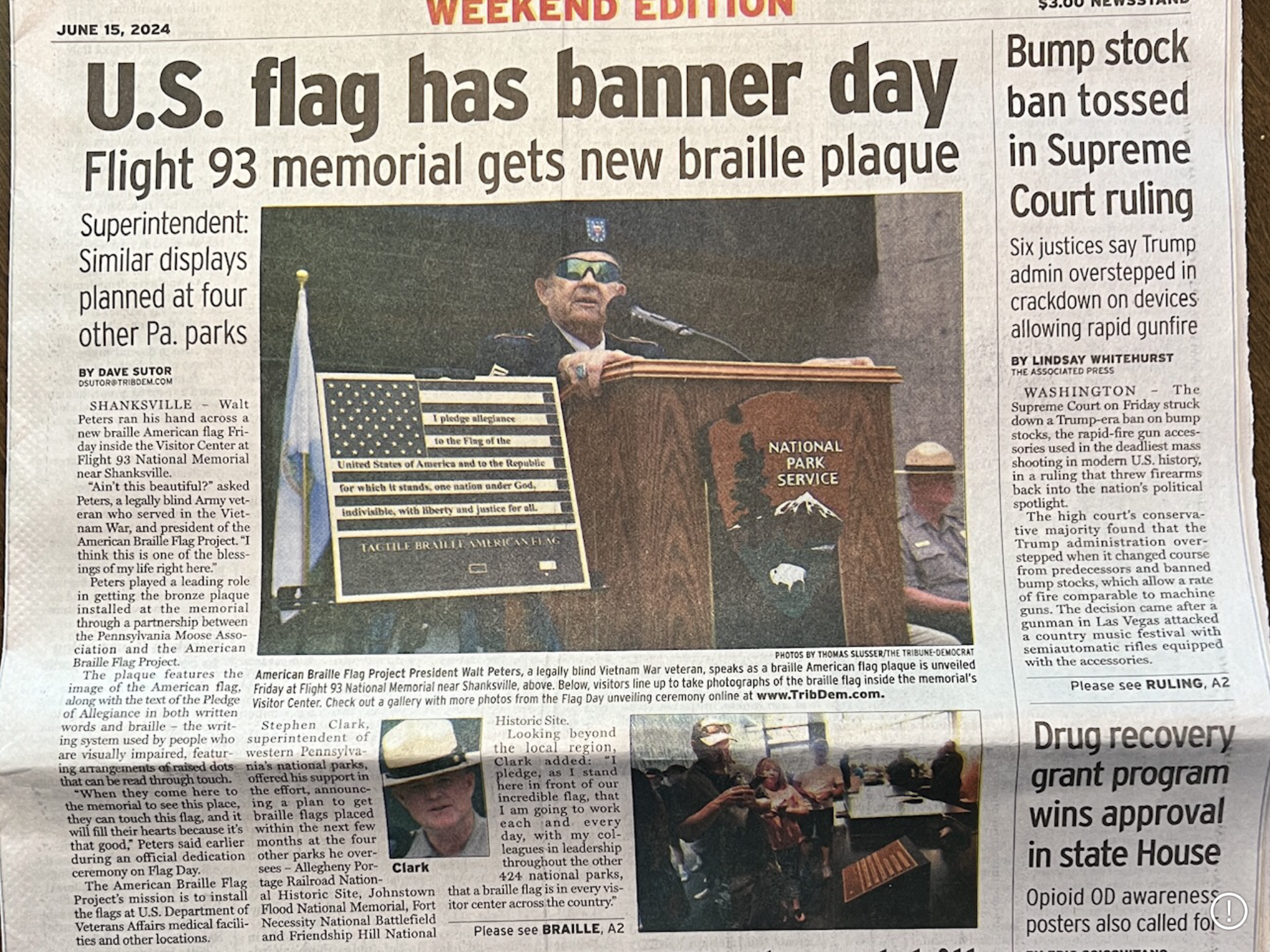 Flight 93 Memorial Front Page news